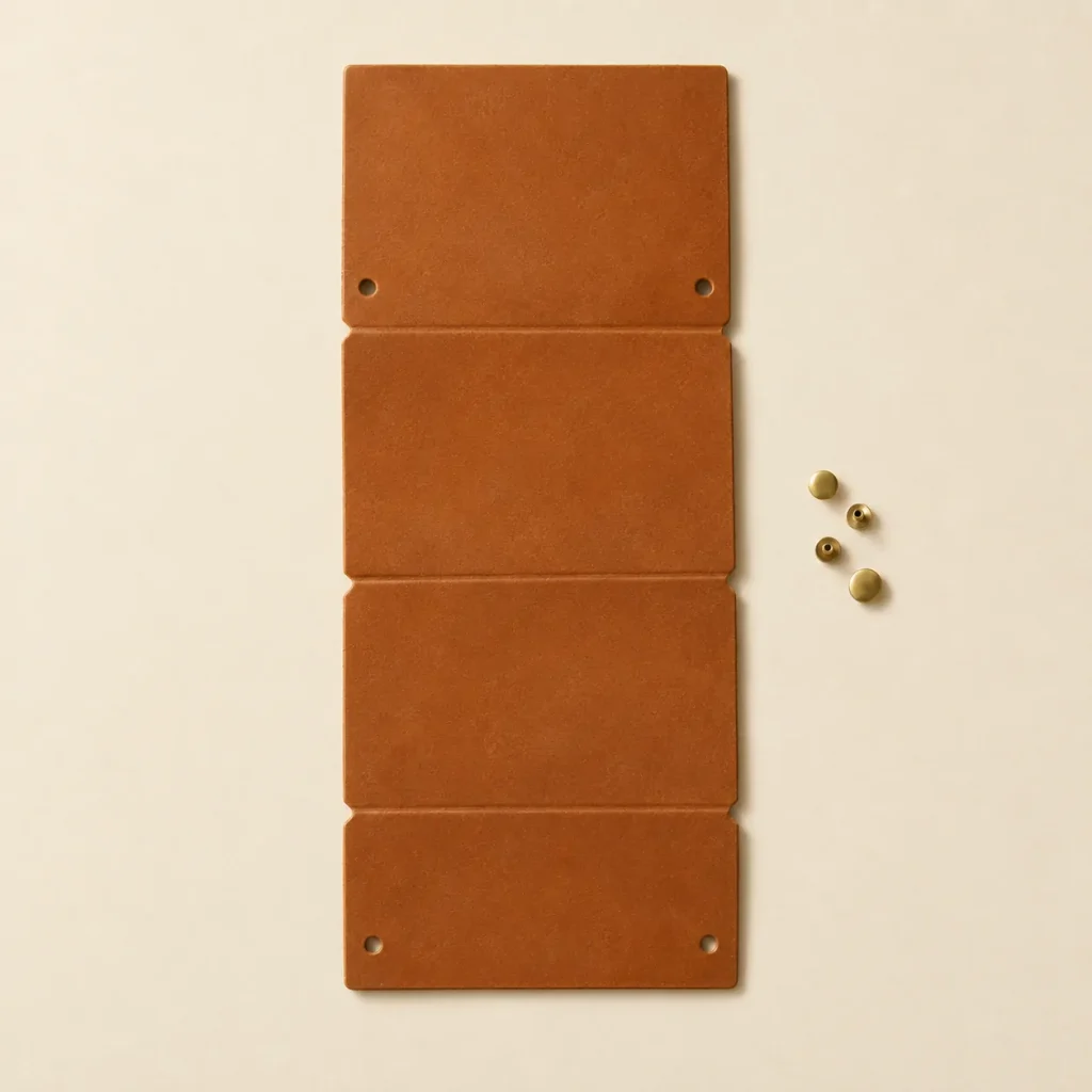 Accordion unfolded flat, showing the die-cut blank