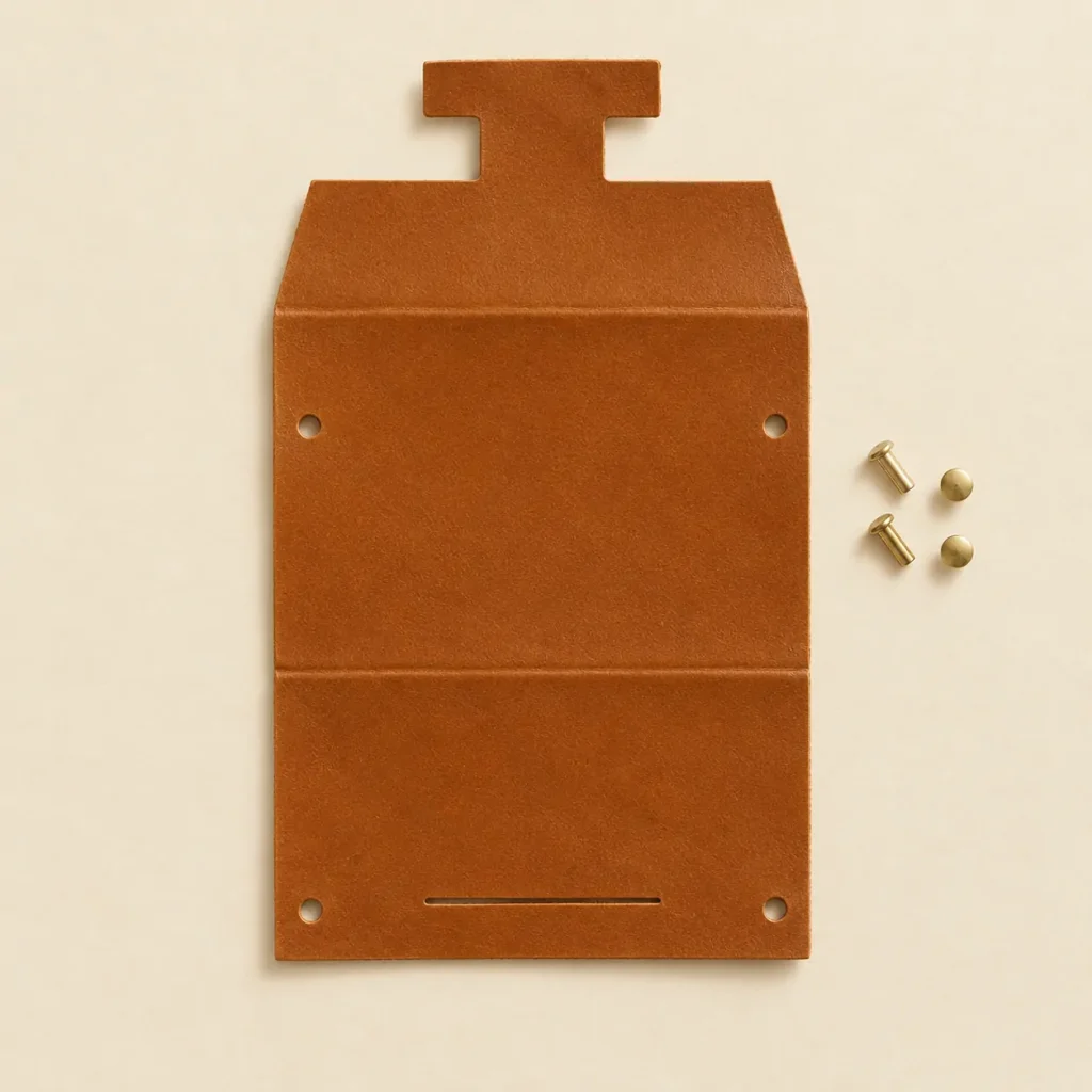 Clasp unfolded flat, showing the die-cut blank