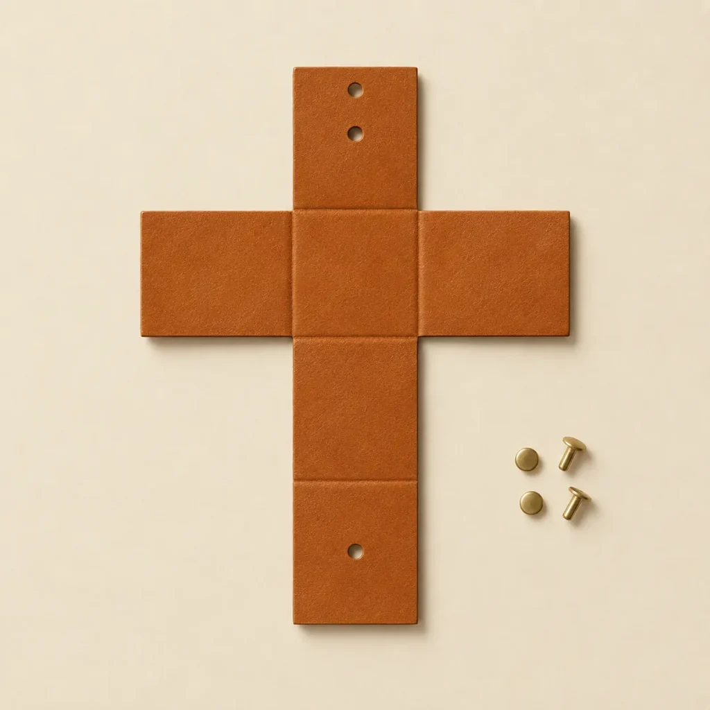 Cube Charm unfolded flat, showing the die-cut blank