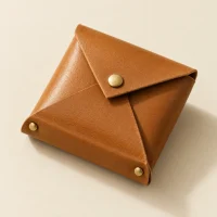 Envelope Coin Purse, close-up of the rivet and folded edge