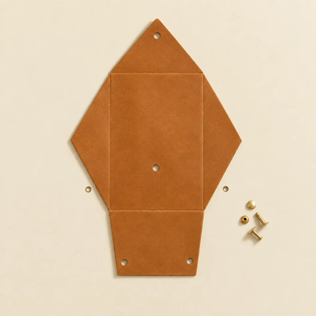 Envelope Key Case unfolded flat, showing the die-cut blank