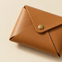 Kite Coin Pouch, close-up of the rivet and folded edge