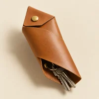 Kite Key Pouch, close-up of the rivet and folded edge