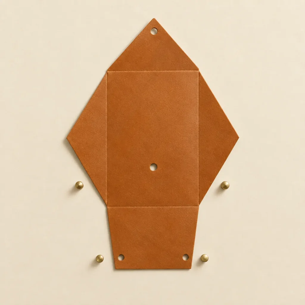 Neck Envelope unfolded flat, showing the die-cut blank