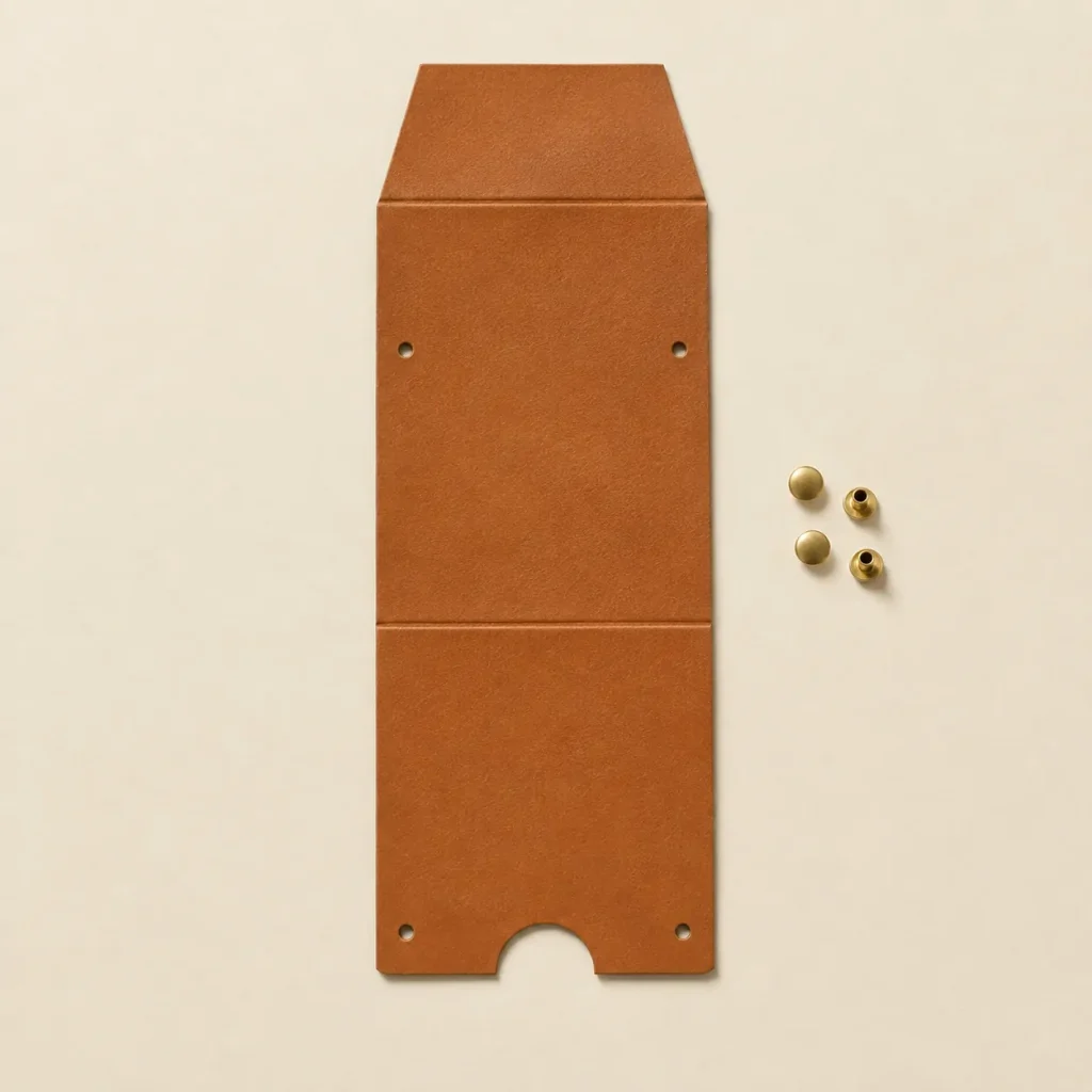 Neck Trine unfolded flat, showing the die-cut blank