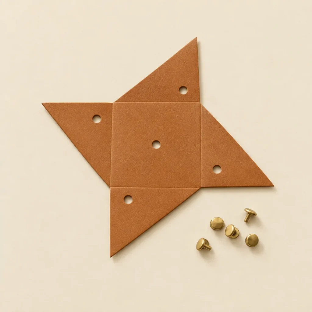Pinwheel Charm unfolded flat, showing the die-cut blank
