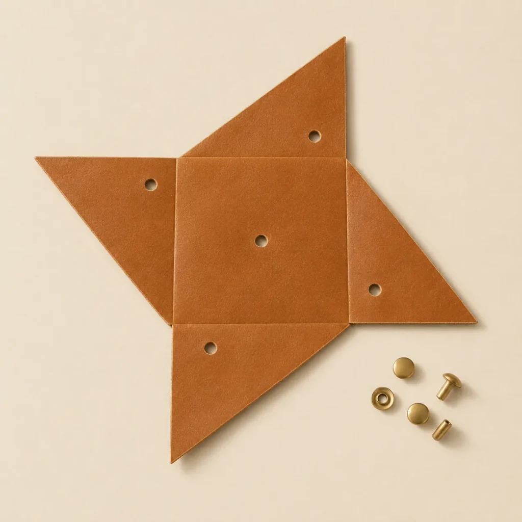 Pinwheel Coin Purse unfolded flat, showing the die-cut blank
