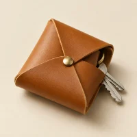 Pinwheel Key Pouch, close-up of the rivet and folded edge