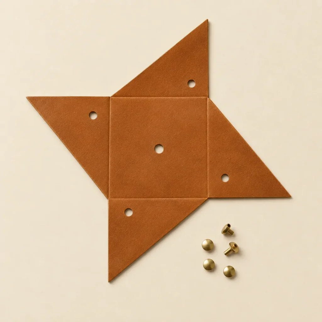 Pinwheel Key Pouch unfolded flat, showing the die-cut blank
