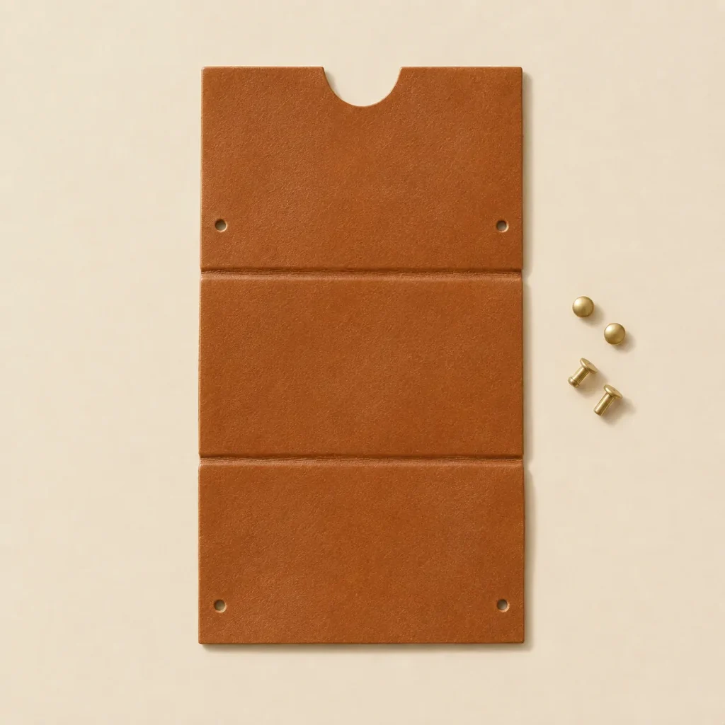Pleat Mini unfolded flat, showing the die-cut blank