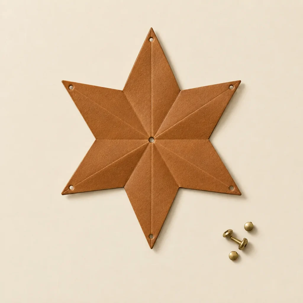 Fold Star Charm unfolded flat, showing the die-cut blank