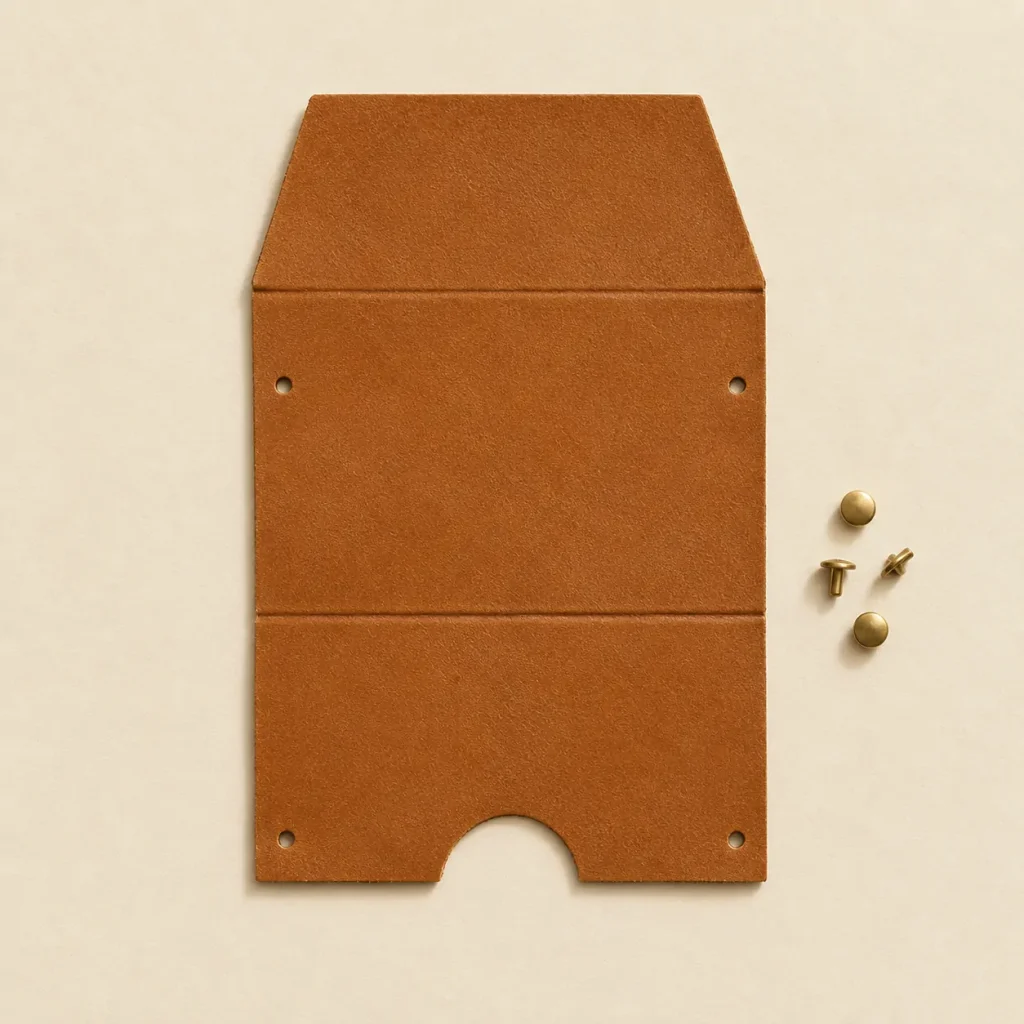 Trine unfolded flat, showing the die-cut blank