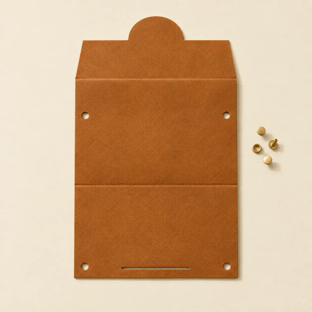 Tuck unfolded flat, showing the die-cut blank